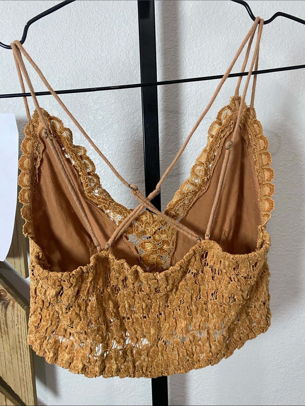 Free People Crochet Lace Bralette Top in Mustard 15-20ptp M 🍄🟫🌿🌵 - Picture 11 of 11